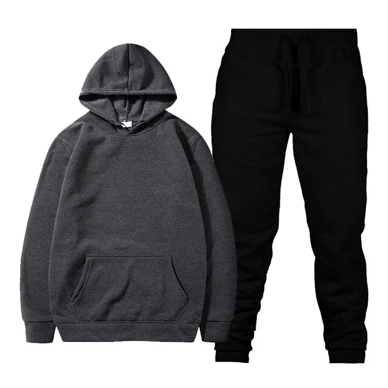 Men Fleece Hoodie Sweatshirt Set Yellow Black