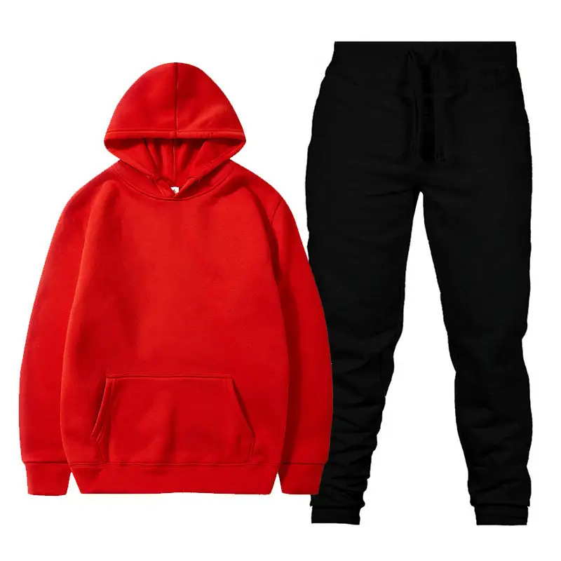 Men Fleece Hoodie Sweatshirt Set Yellow Black