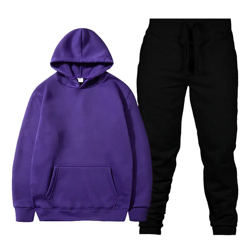 Men Fleece Hoodie Sweatshirt Set Yellow Black