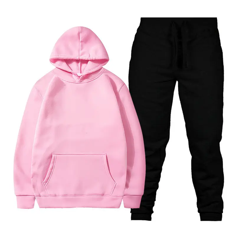 Men Fleece Hoodie Sweatshirt Set Yellow Black