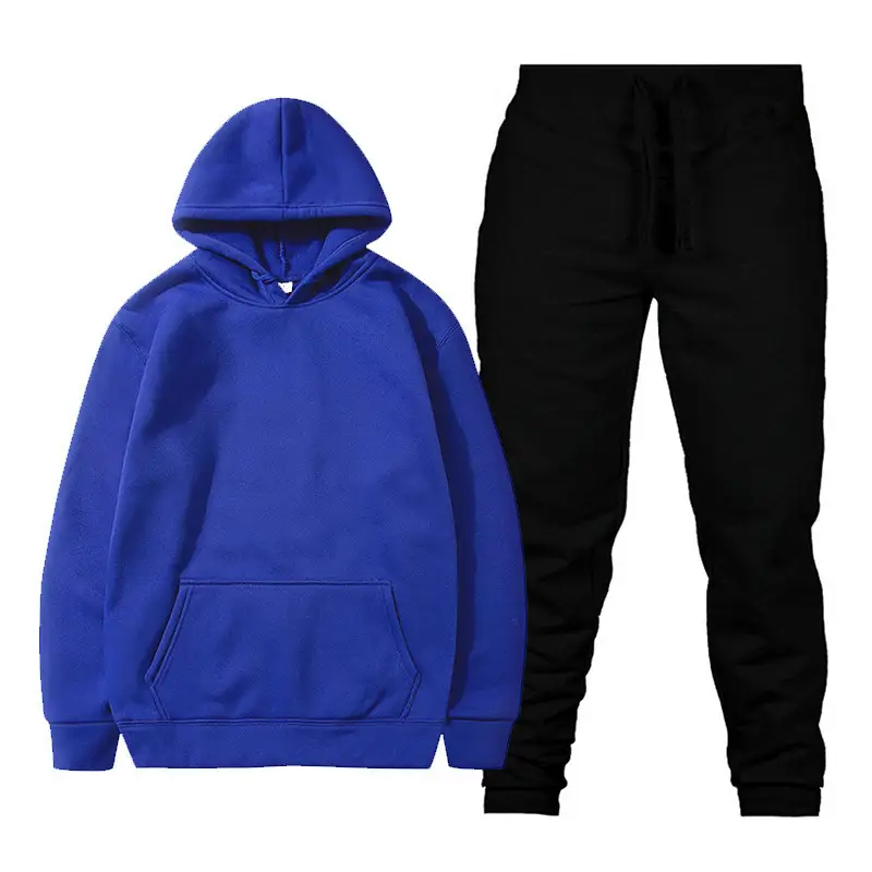 Men Fleece Hoodie Sweatshirt Set Yellow Black