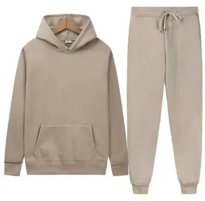 Men Fleece Hoodie Sweatshirt Set Yellow Black