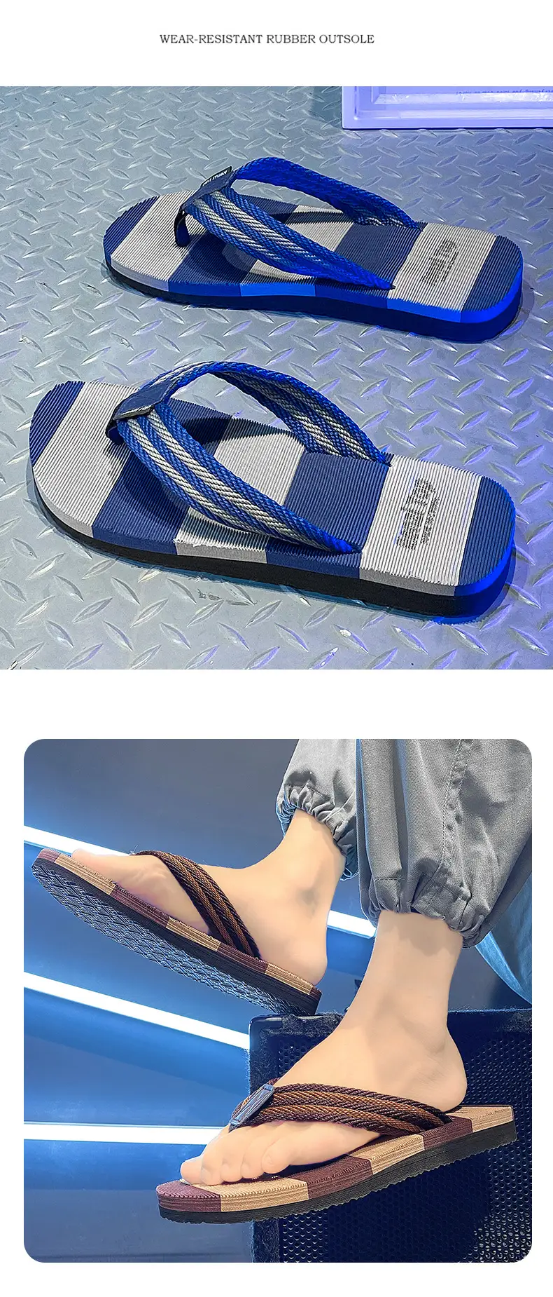 Men's Summer Trendy Flip-Flops Indoor and Outdoor Wear Casual Beach Sandals Wear-resistant Non-slip Clip Slippers Men's Distinctive Slippers — feature 10