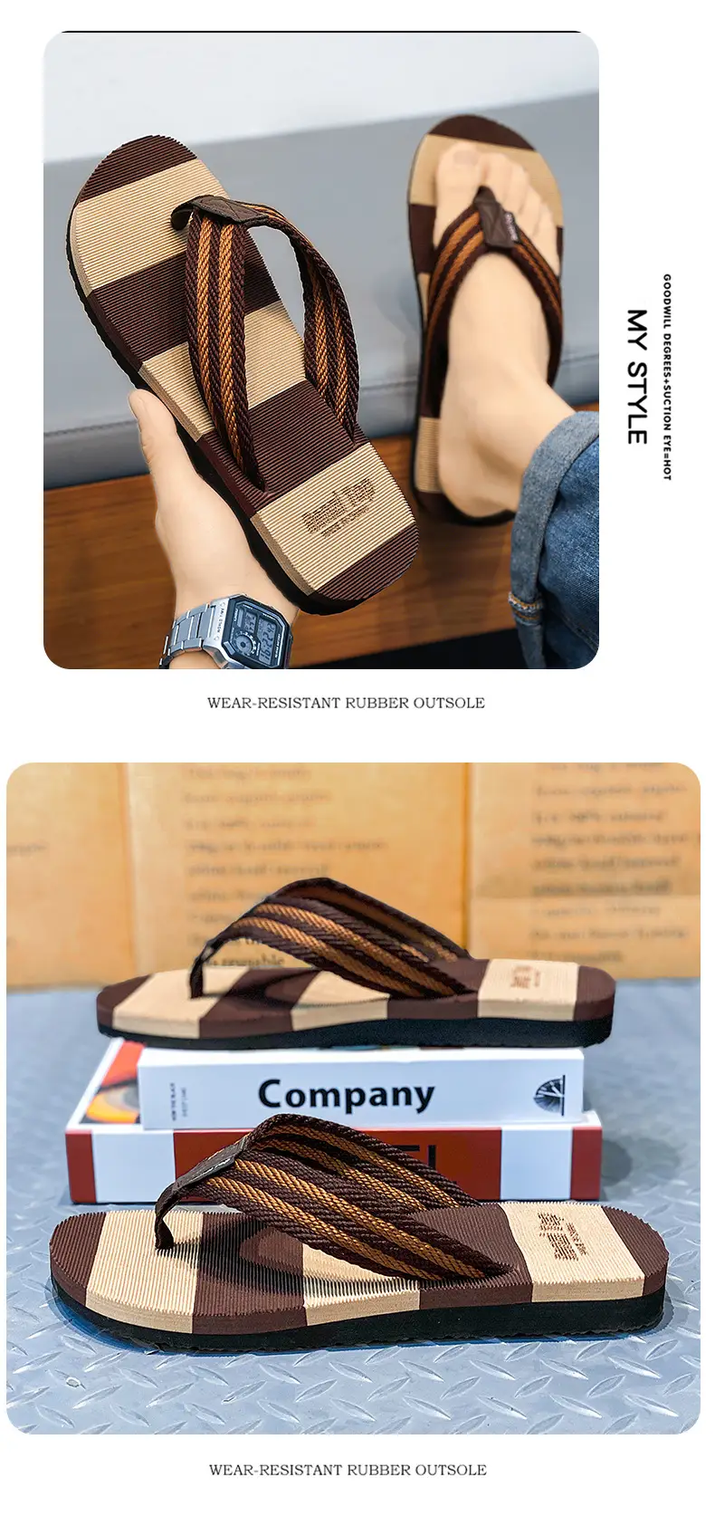 Men's Summer Trendy Flip-Flops Indoor and Outdoor Wear Casual Beach Sandals Wear-resistant Non-slip Clip Slippers Men's Distinctive Slippers — feature 11