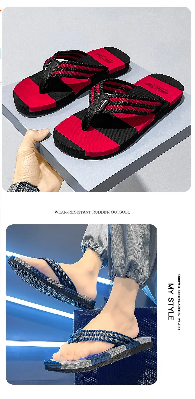 Men's Summer Trendy Flip-Flops Indoor and Outdoor Wear Casual Beach Sandals Wear-resistant Non-slip Clip Slippers Men's Distinctive Slippers — feature 8