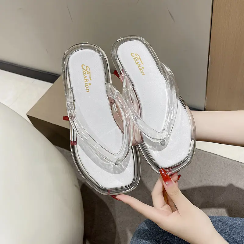 Upgraded Hollow with Clear Crystal Flip Flops Women's Summer Ins Korean Style Comfortable Outer Wear Flip Flops - Image 6