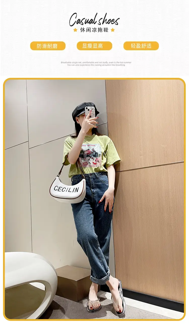 Upgraded Hollow with Clear Crystal Flip Flops Women's Summer Ins Korean Style Comfortable Outer Wear Flip Flops — feature 1