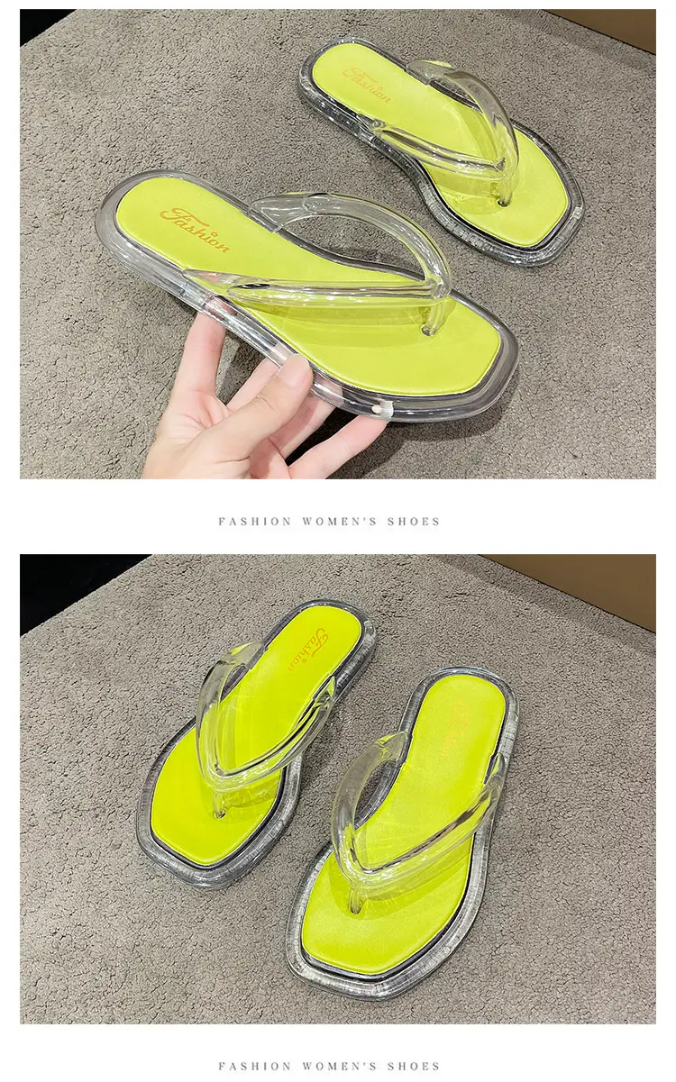 Upgraded Hollow with Clear Crystal Flip Flops Women's Summer Ins Korean Style Comfortable Outer Wear Flip Flops — feature 22