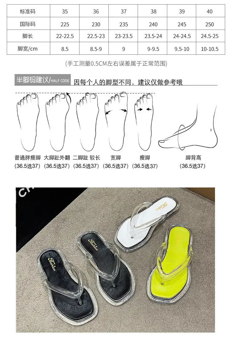 Upgraded Hollow with Clear Crystal Flip Flops Women's Summer Ins Korean Style Comfortable Outer Wear Flip Flops — feature 6