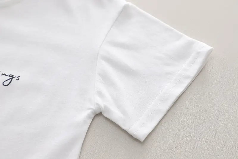 Kids Cotton Short Sleeve T-Shirt Pant Set White Brown Summer โ feature 7