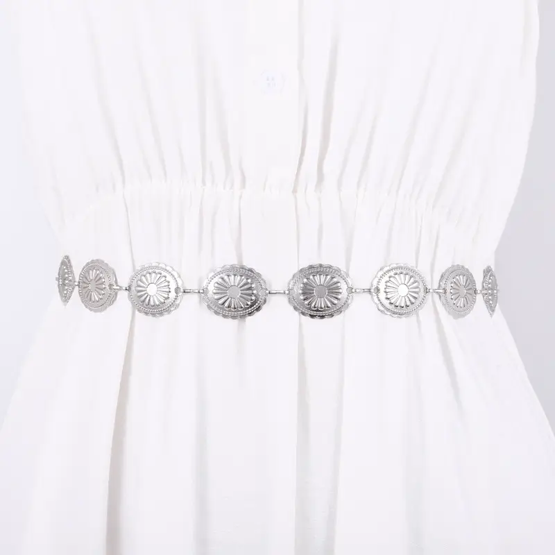Vintage Hook Adjustable Women's Metal Belt with Four Optional Ends - Image 5