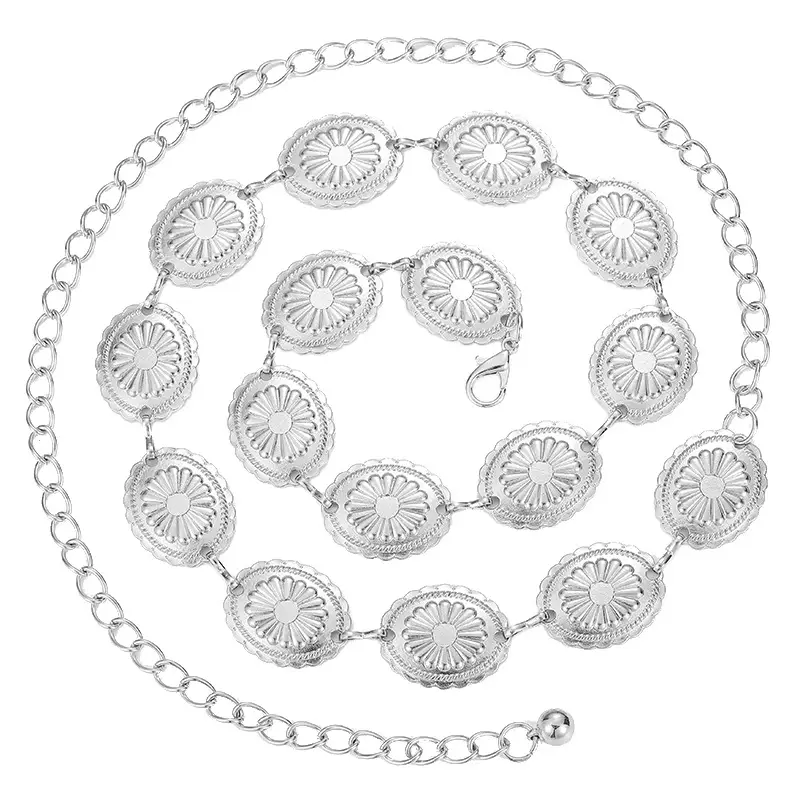 Vintage Hook Adjustable Women's Metal Belt with Four Optional Ends - Image 9