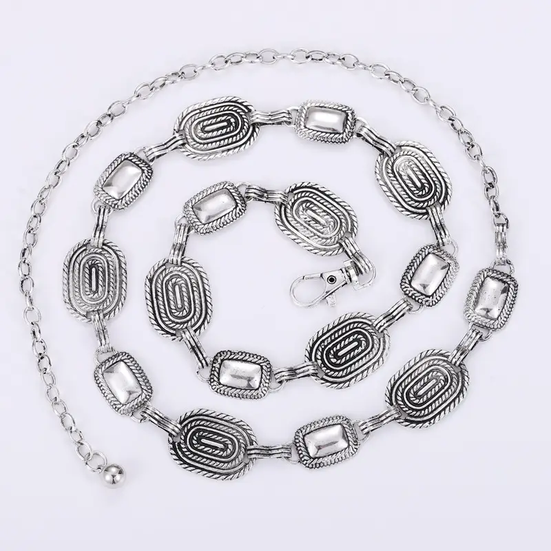 Vintage Hook Adjustable Women's Metal Belt with Four Optional Ends - Image 3
