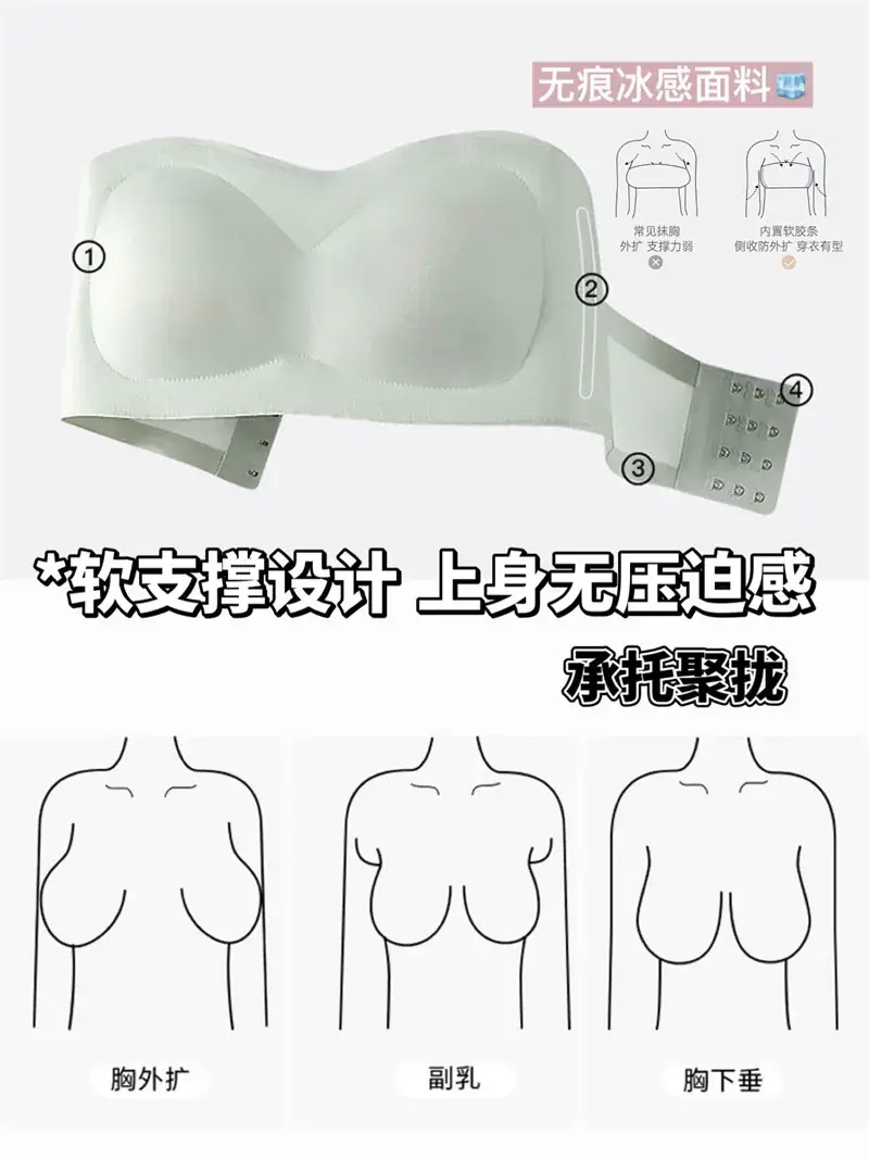 Super Steady Strapless Underwear Women's Sweat-Resistant Anti-Walking Bra — feature 3