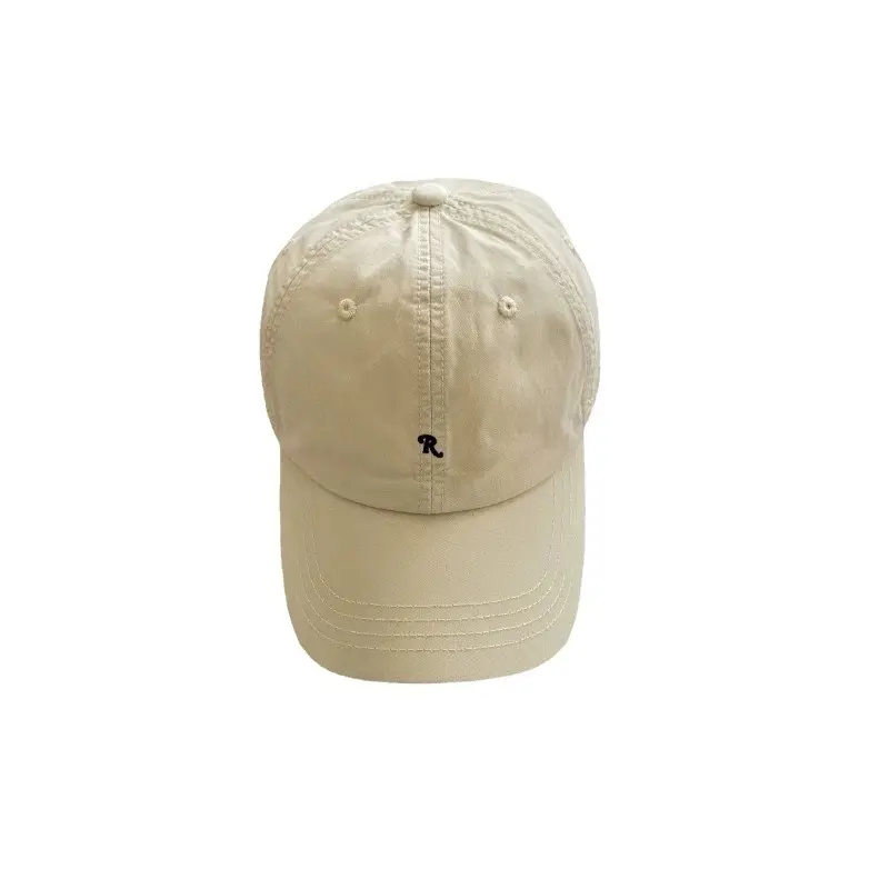 Korean Retro R Cap Small Label Embroidery Beige - Image 12