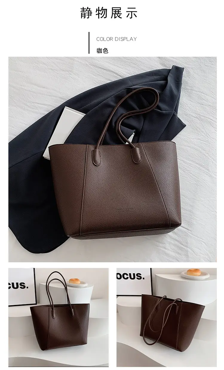 Large Capacity Vintage Bucket Bag 2024 Solid Color — feature 14