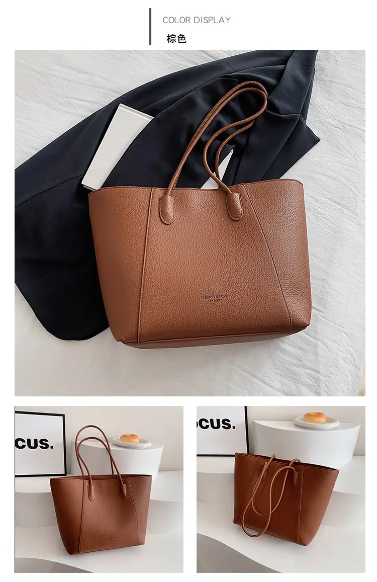 Large Capacity Vintage Bucket Bag 2024 Solid Color — feature 16