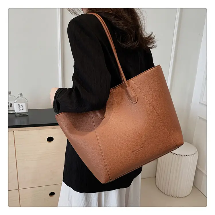 Large Capacity Vintage Bucket Bag 2024 Solid Color — feature 26