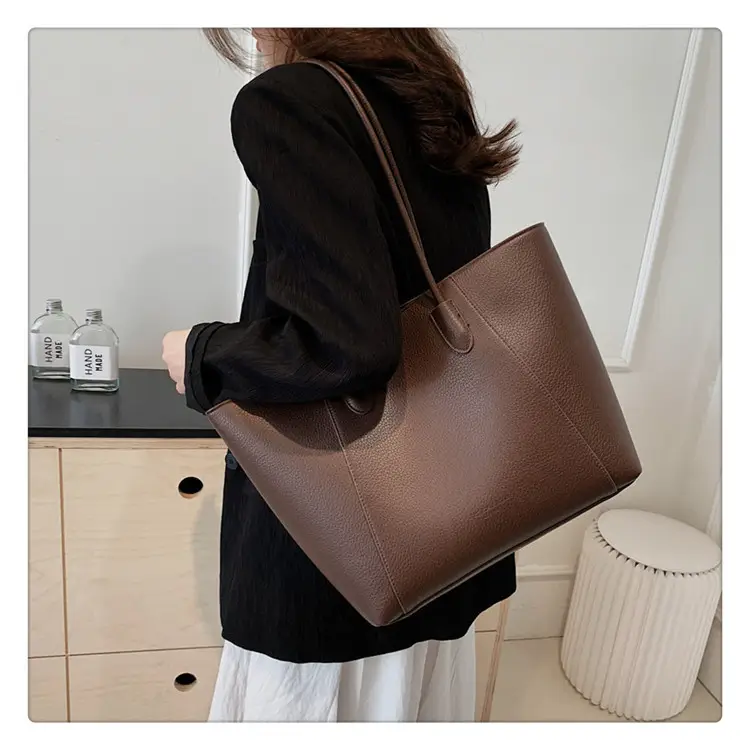 Large Capacity Vintage Bucket Bag 2024 Solid Color — feature 32