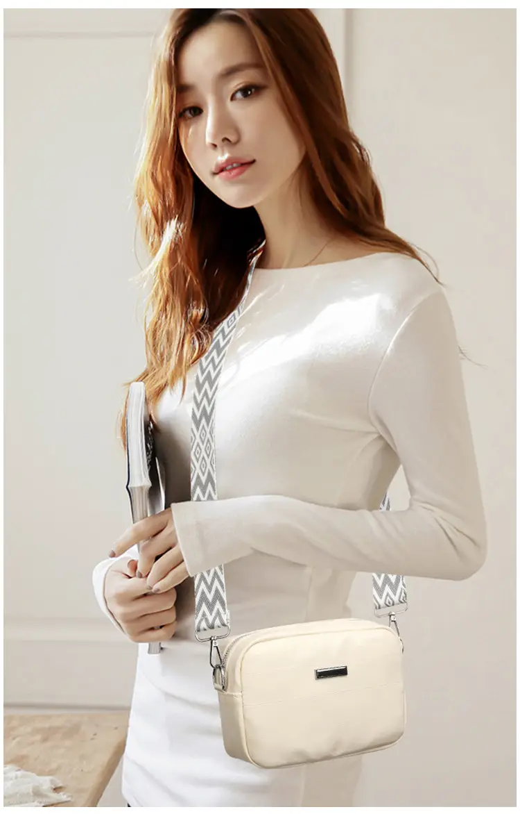 Black Glossy Crossbody Bag with Zigzag Strap — feature 12