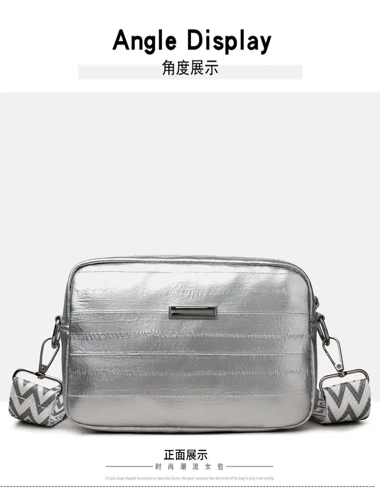 Black Glossy Crossbody Bag with Zigzag Strap — feature 19