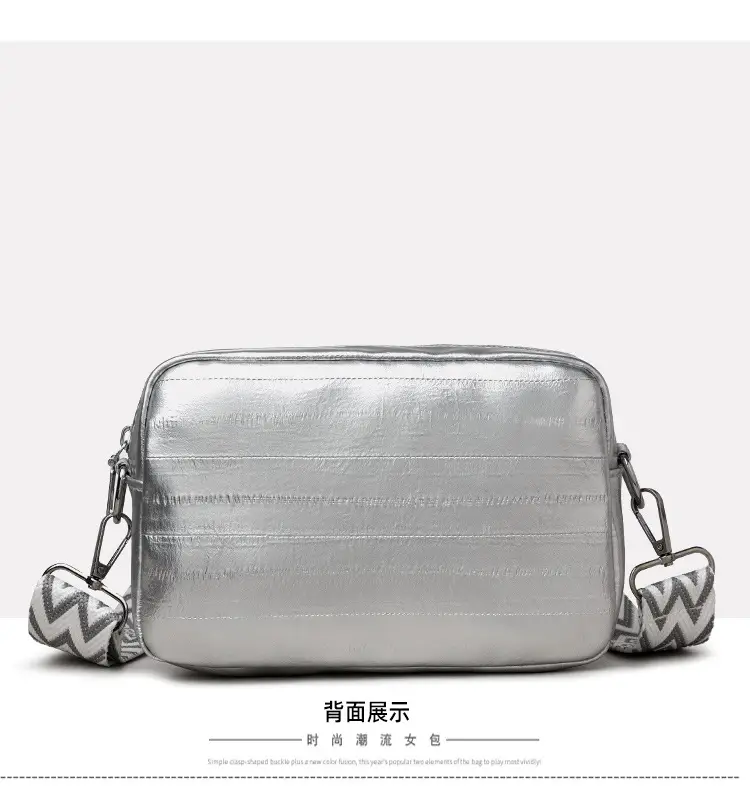 Black Glossy Crossbody Bag with Zigzag Strap — feature 22