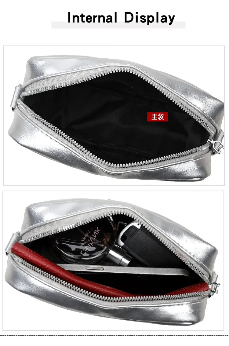 Black Glossy Crossbody Bag with Zigzag Strap — feature 28