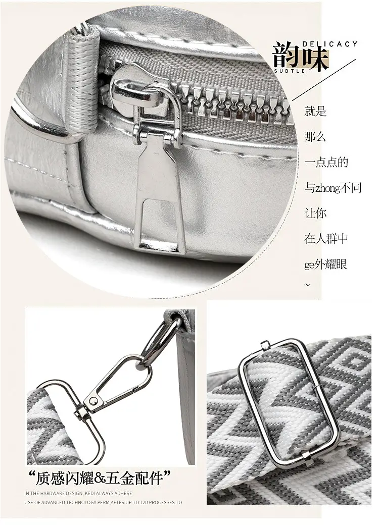 Black Glossy Crossbody Bag with Zigzag Strap — feature 4