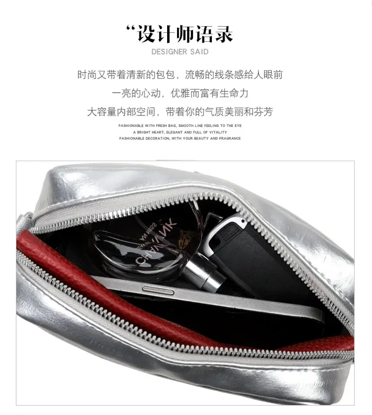Black Glossy Crossbody Bag with Zigzag Strap — feature 6