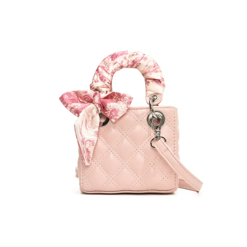 Women's Purple Textly Rhombic Shoulder Bag with Bow Handle