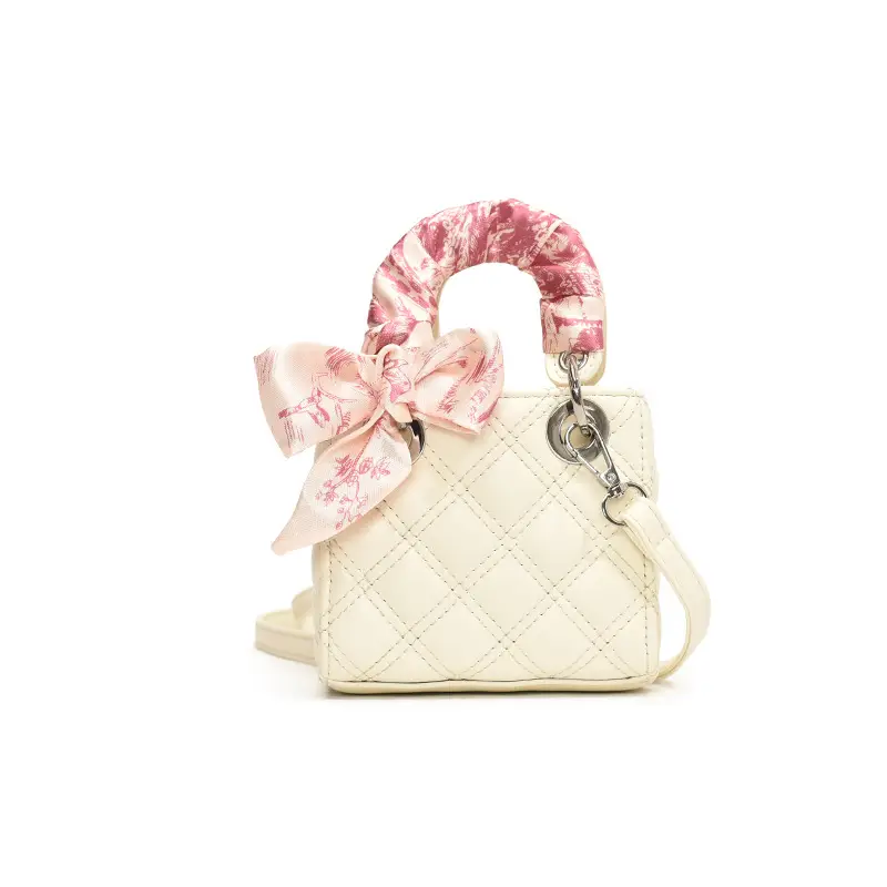 Women's Purple Textly Rhombic Shoulder Bag with Bow Handle