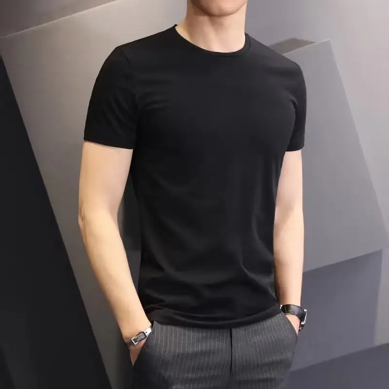 Men Black Thin Summer T-Shirt Slim Fit - Image 2