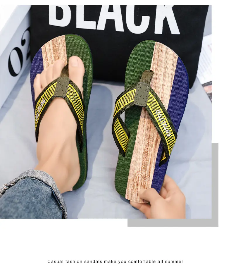 New Summer Men's Flip Flops Korean-style Trendy Outfit Beach Sandals Anti-slip Wear-resistant Flip Flops — feature 13