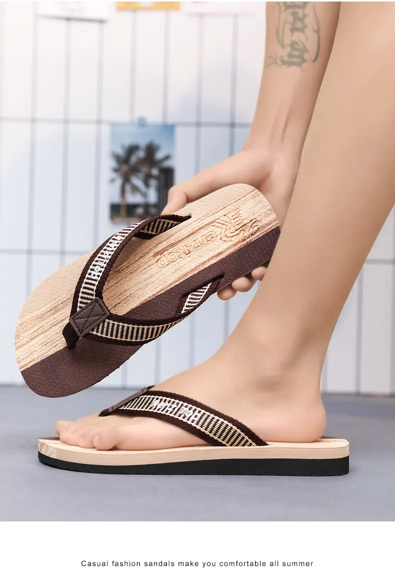 New Summer Men's Flip Flops Korean-style Trendy Outfit Beach Sandals Anti-slip Wear-resistant Flip Flops — feature 17