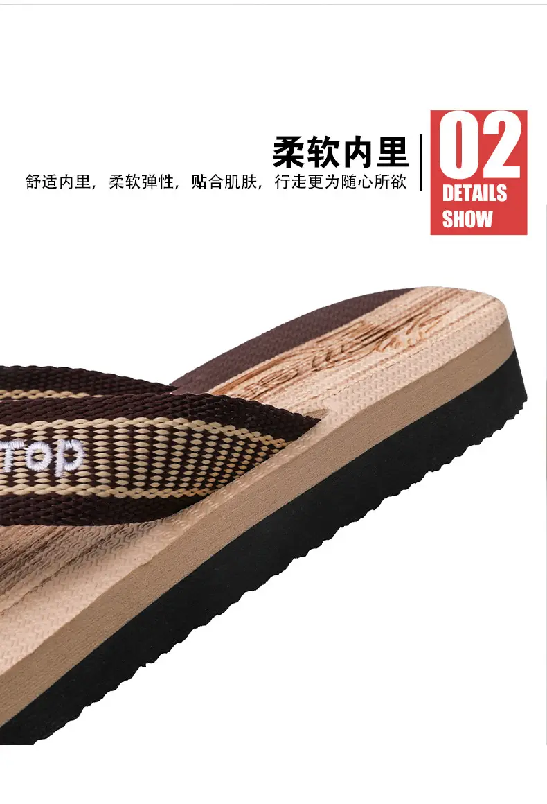 New Summer Men's Flip Flops Korean-style Trendy Outfit Beach Sandals Anti-slip Wear-resistant Flip Flops — feature 3