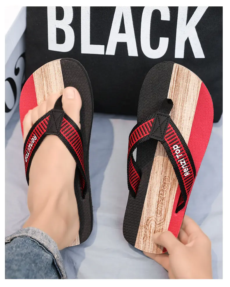 New Summer Men's Flip Flops Korean-style Trendy Outfit Beach Sandals Anti-slip Wear-resistant Flip Flops — feature 7