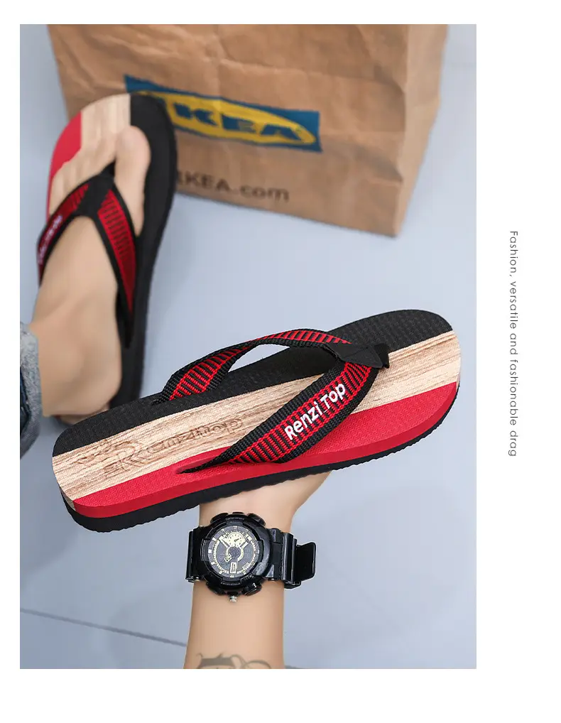 New Summer Men's Flip Flops Korean-style Trendy Outfit Beach Sandals Anti-slip Wear-resistant Flip Flops — feature 8