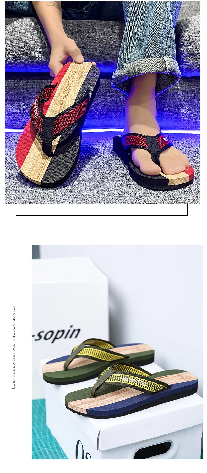 New Summer Men's Flip Flops Korean-style Trendy Outfit Beach Sandals Anti-slip Wear-resistant Flip Flops — feature 9