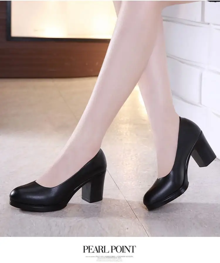 Black Women's Professional Heeled Leather Shoes — feature 6
