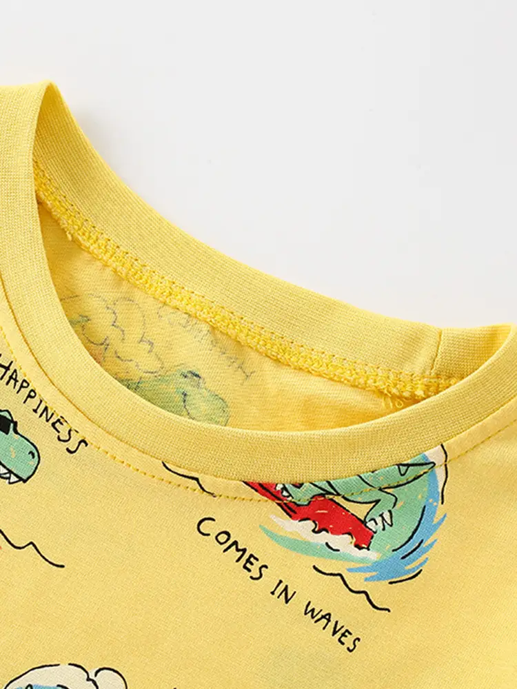 Malwee Boys T-Shirt Yellow Summer Casual Print - Image 7