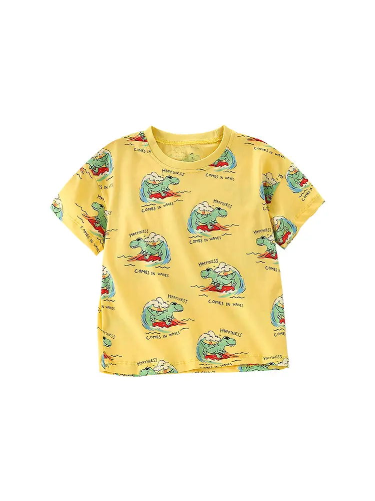 Malwee Boys T-Shirt Yellow Summer Casual Print - Image 10