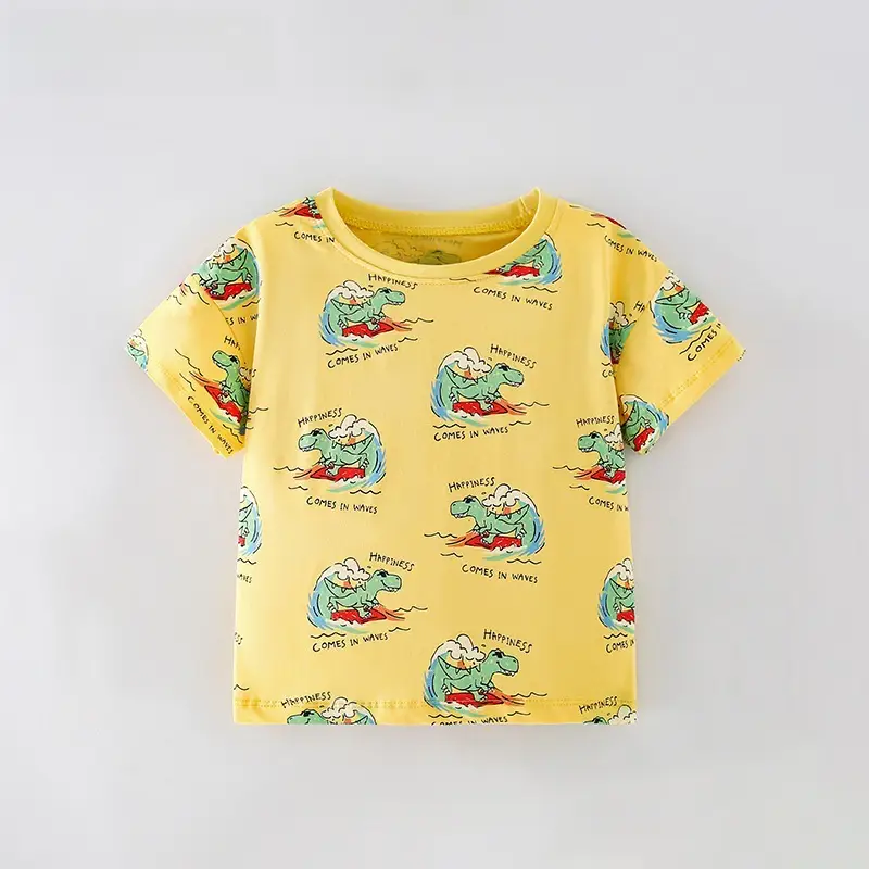 Malwee Boys T-Shirt Yellow Summer Casual Print - Image 5