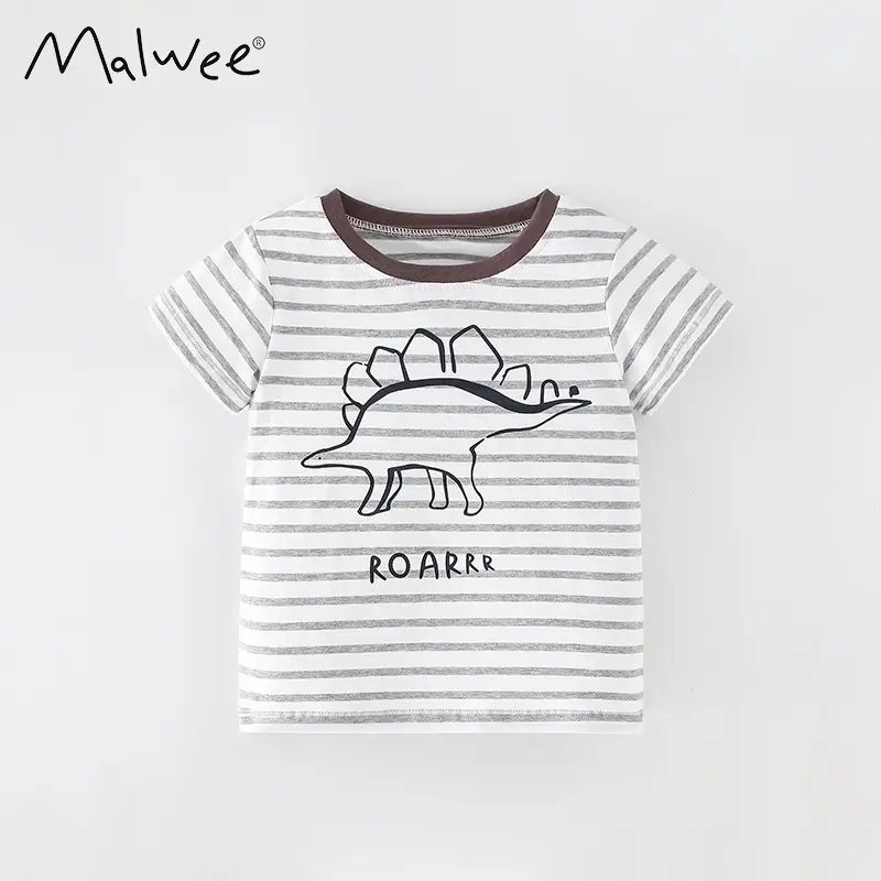 Malwee Boys Striped T-Shirt Summer Roarrr Design - Image 3