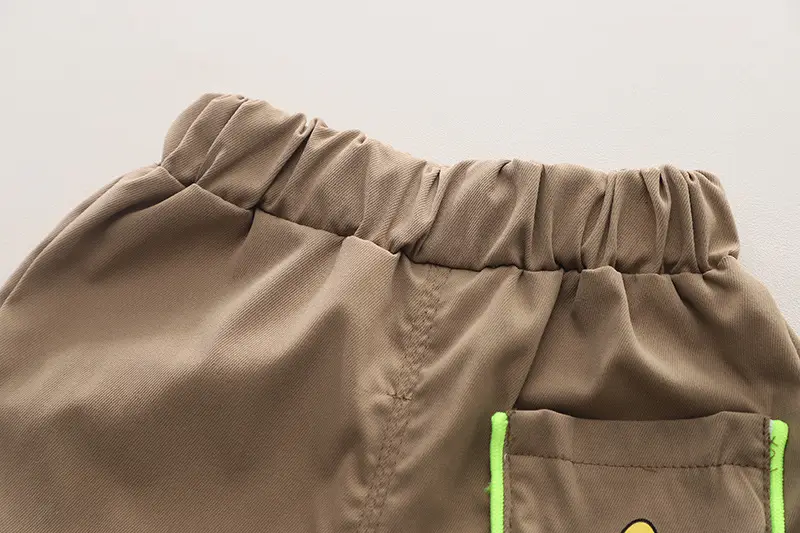 Children Cotton T-Shirt Shorts Set White Yellow Brown — feature 10