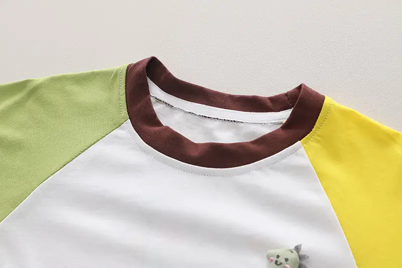 Children Cotton T-Shirt Shorts Set White Yellow Brown — feature 4
