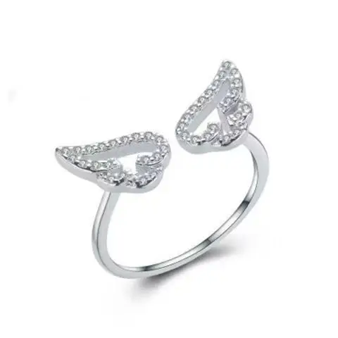 Angel Wings Micro Diamond Ring for Women Adjustable Silver — feature 6