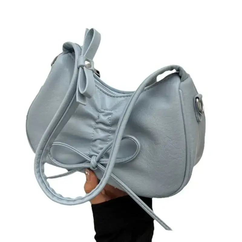 Pink Soft PU Shoulder Bag with Bow Design - Image 10