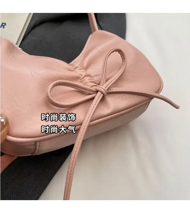 Pink Soft PU Shoulder Bag with Bow Design — feature 15