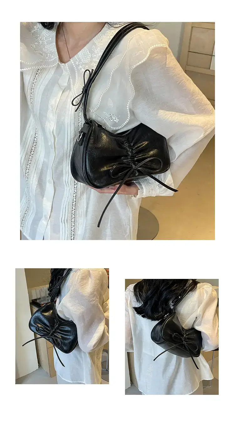 Pink Soft PU Shoulder Bag with Bow Design — feature 23