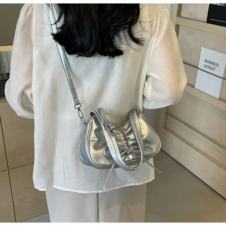 Pink Soft PU Shoulder Bag with Bow Design — feature 26